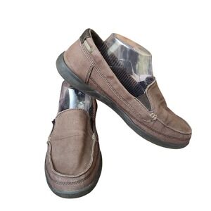 Crocs Walu Canvas Loafers Brown Slip On Boat Shoes Womens Size 10 Coastal
